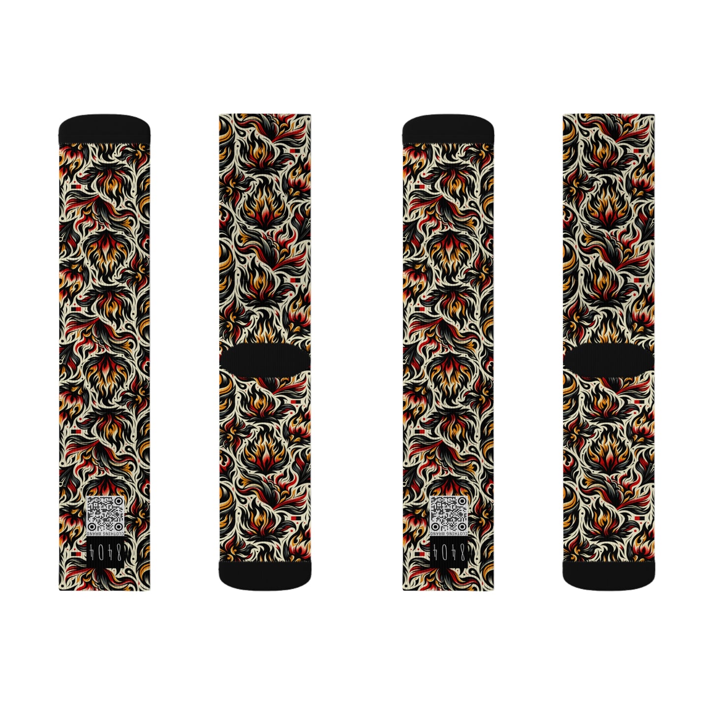 Fire & Flames Bold Streetwear Statement Sublimation Socks - 8404 Design-57