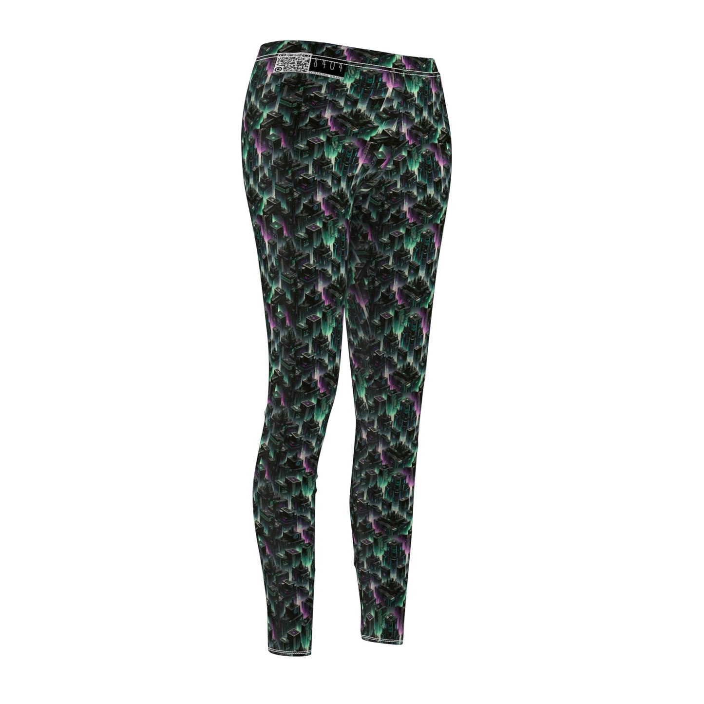 Tech Noir Aesthetics Tech-Forward Urban Dystopia Women's Cut & Sew Casual Leggings - 8404 Design-44