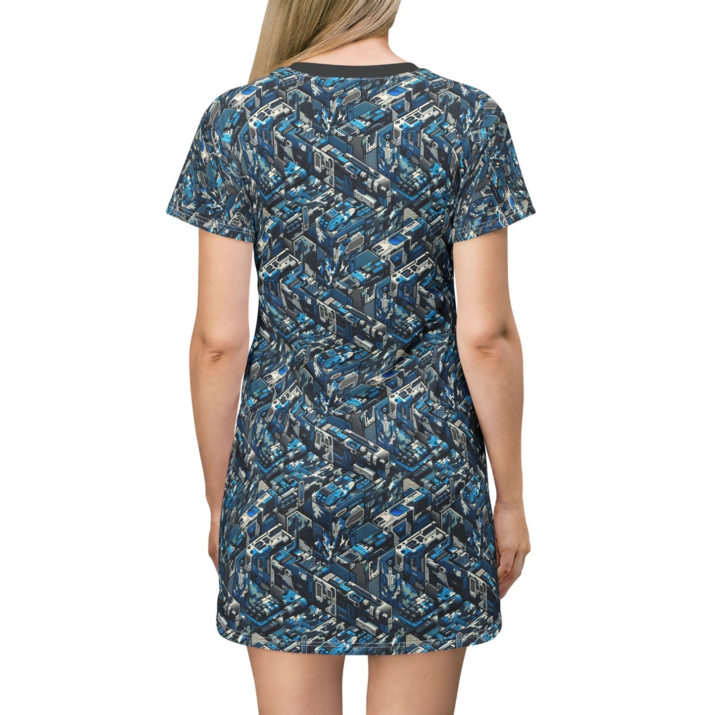 Tech Urban Camo Tech-Forward Streetwear With a Futuristic Military Edge T-Shirt Dress - 8404 Design-51