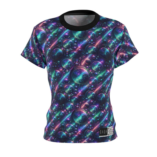 Iridescent Tech Fusion Tech-Forward Streetwear Women's Cut & Sew Tee - 8404 Design-51