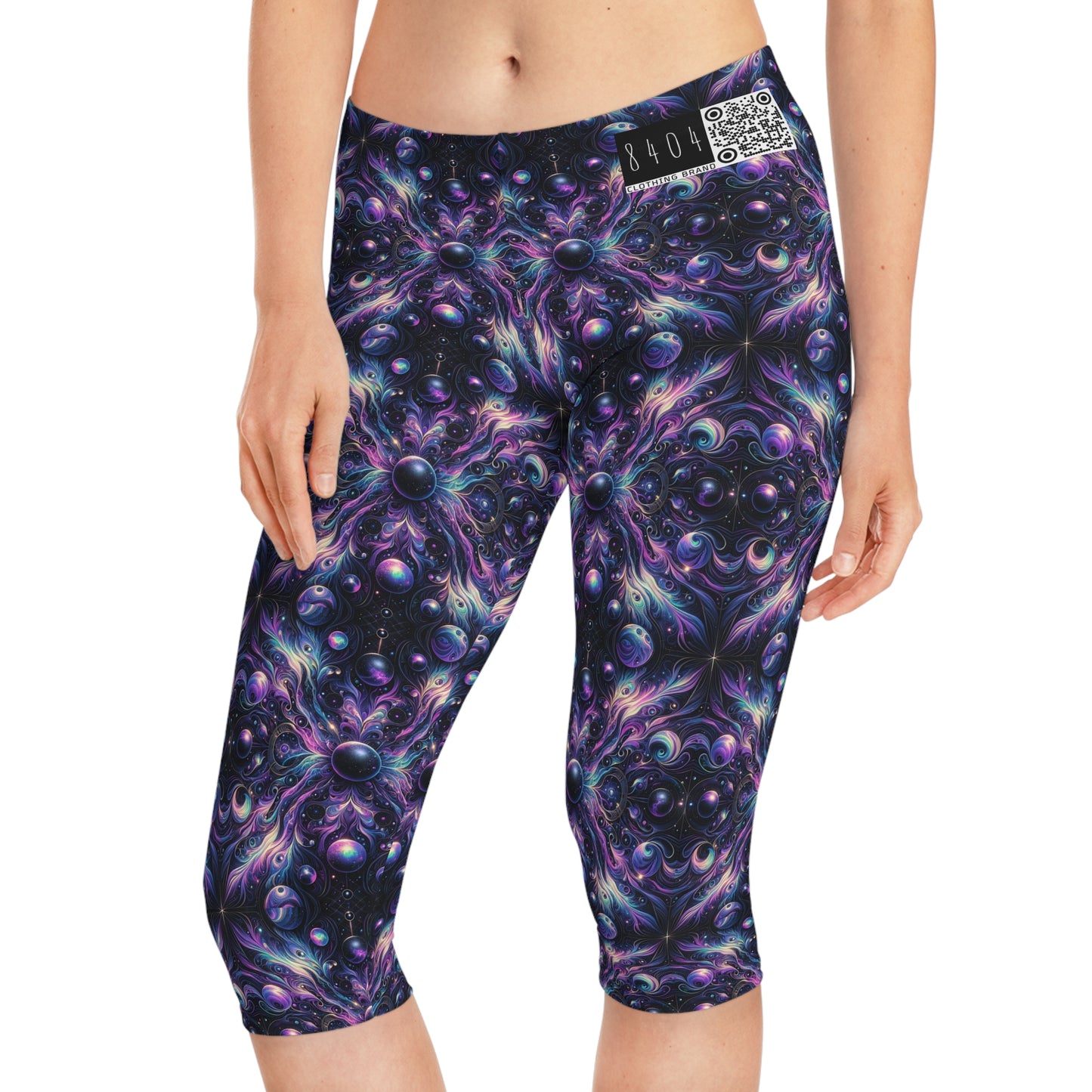 Galactic Hues Tech-Forward Cosmic Fusion Women's Capri Leggings - 8404 Design-41