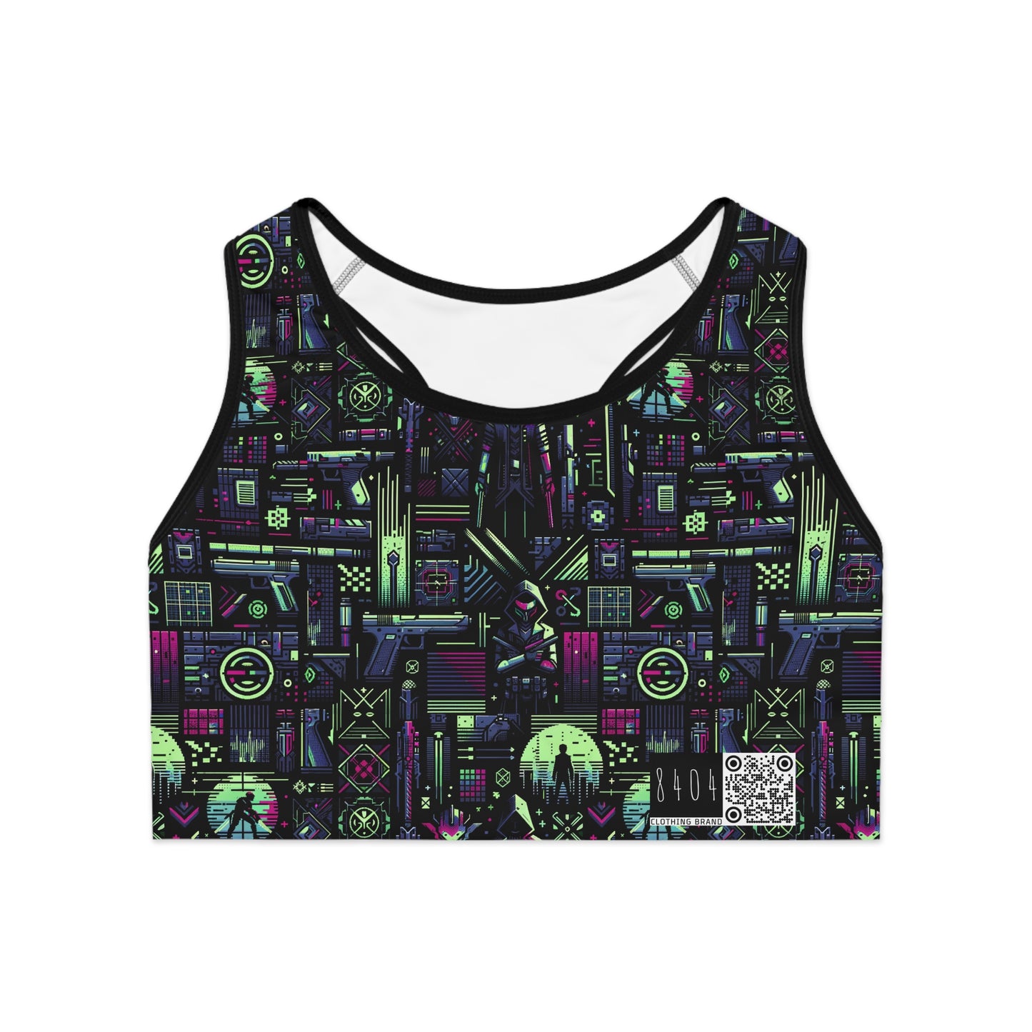 Tech Noir Futuristic Cyberpunk Sports Bra - 8404 Design-63