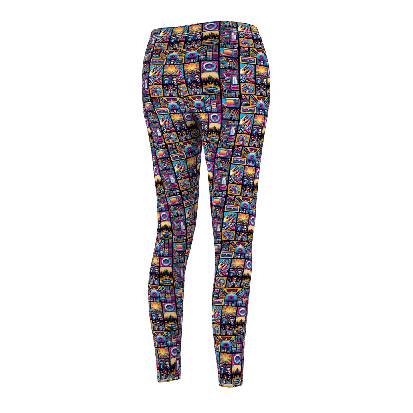 Digital Pop Culture Mashup Maximalist Pop Women's Cut & Sew Casual Leggings - 8404 Design-52