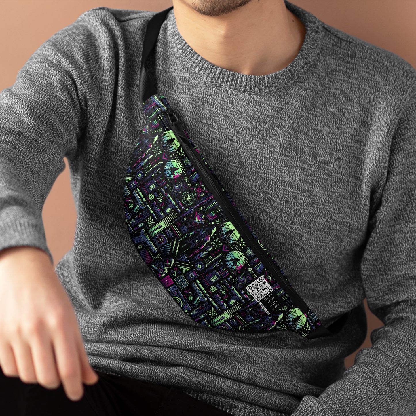 Tech Noir Futuristic Cyberpunk Fanny Pack - 8404 Design-63