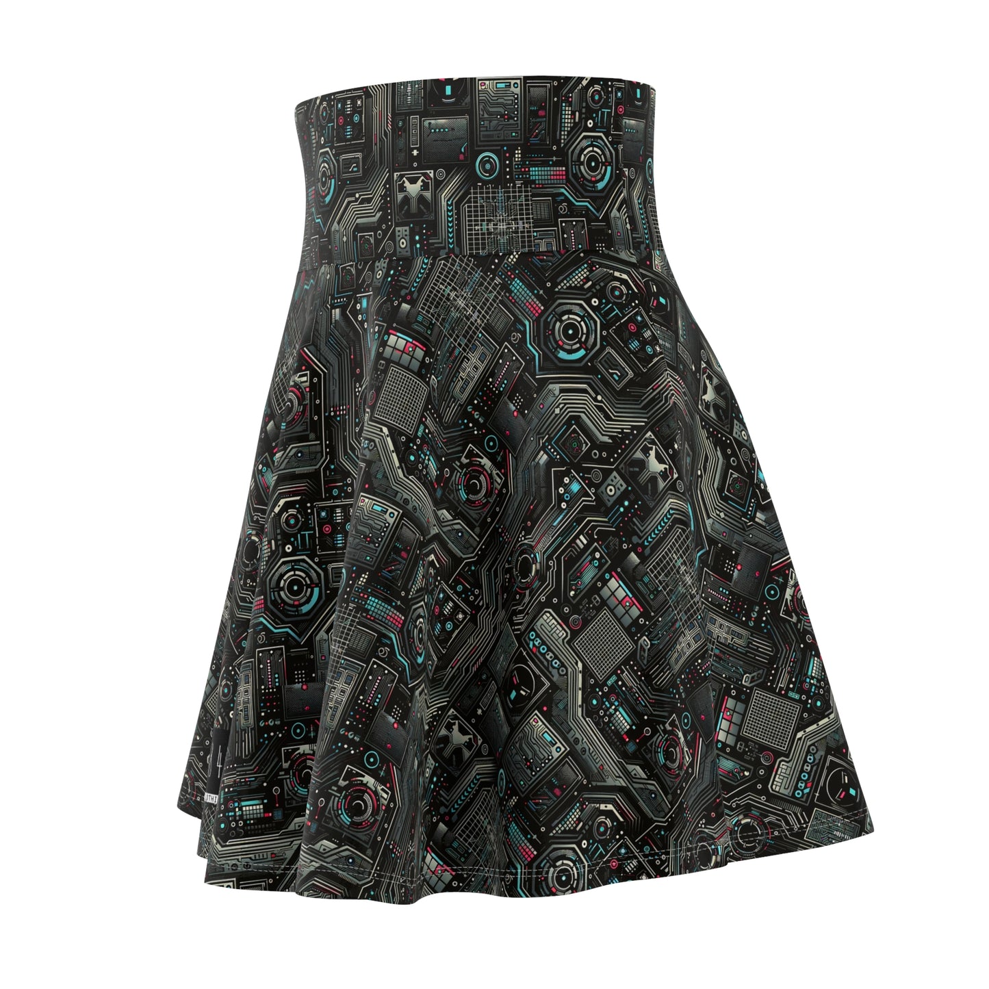 Tech Noir Aesthetics Sleek Tech Streetwear Women's Skater Skirt - 8404 Design-52