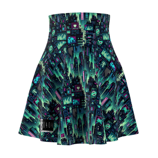 Tech Noir Graphics Futuristic Cyberpunk Women's Skater Skirt - 8404 Design-52