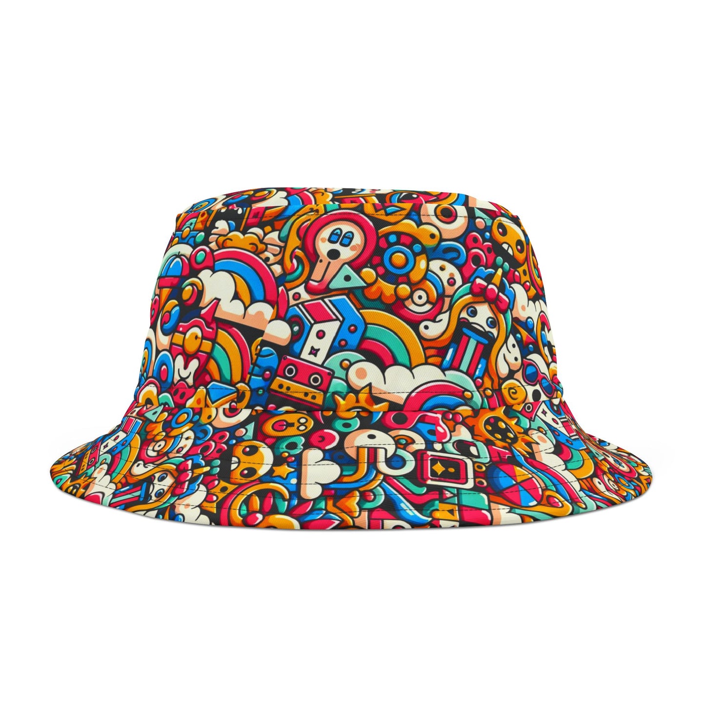 Neon Pop Playful Pop Culture Mashup Bucket Hat - 8404 Design-62