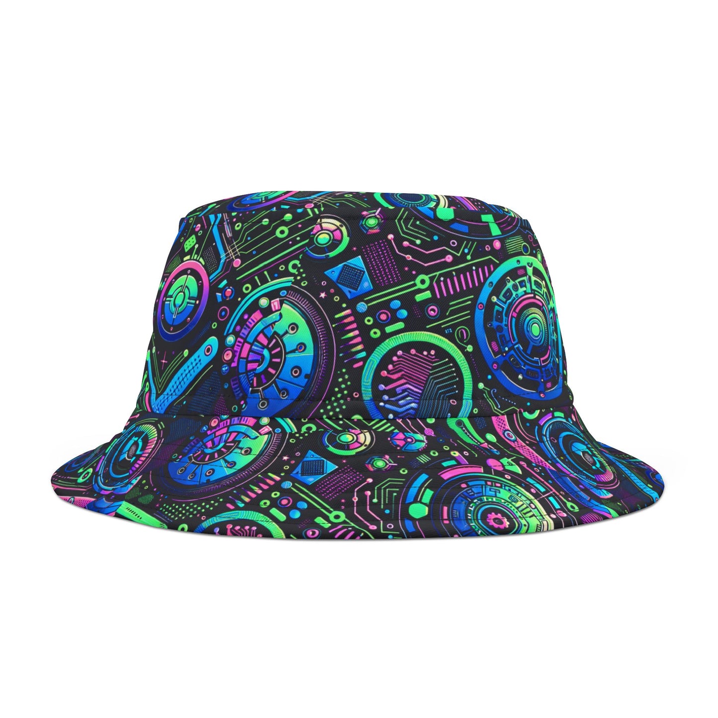 Tech-Infused Neon Tech-Forward Streetwear Bucket Hat - 8404 Design-31