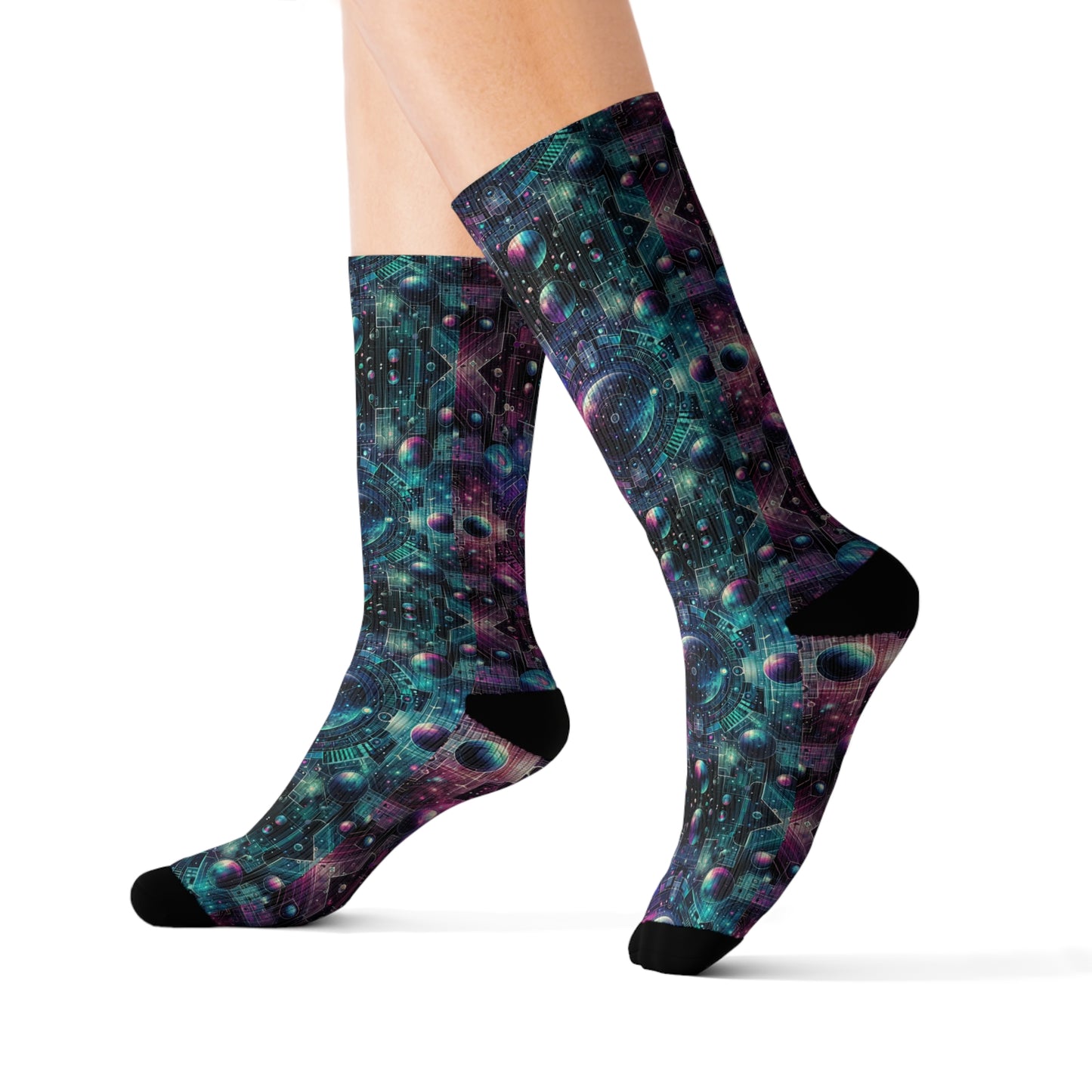 Galactic Hues Tech-Forward Cosmic Fusion Sublimation Socks - 8404 Design-59