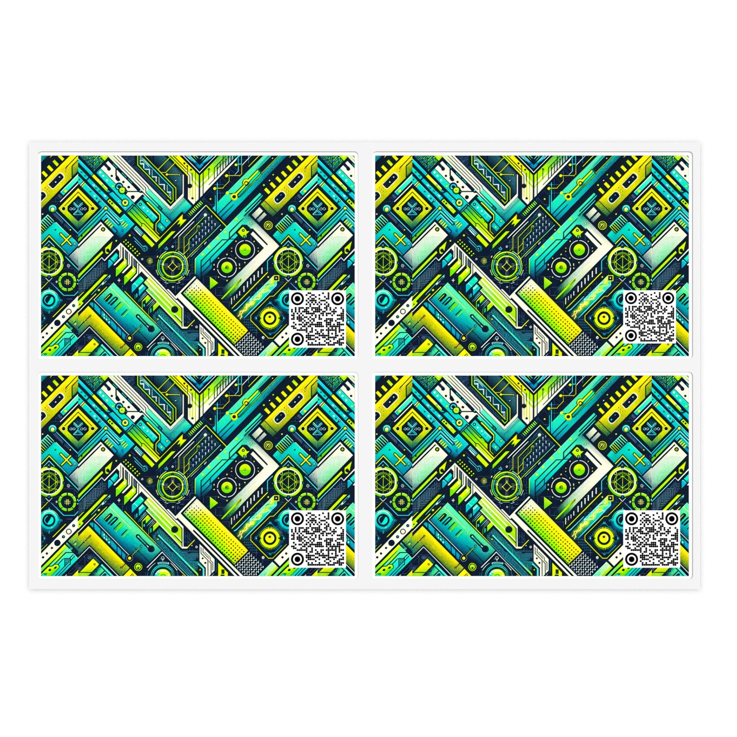 Tech-Infused Neon Tech-Forward Streetwear Sticker Sheets - 8404 Design-52