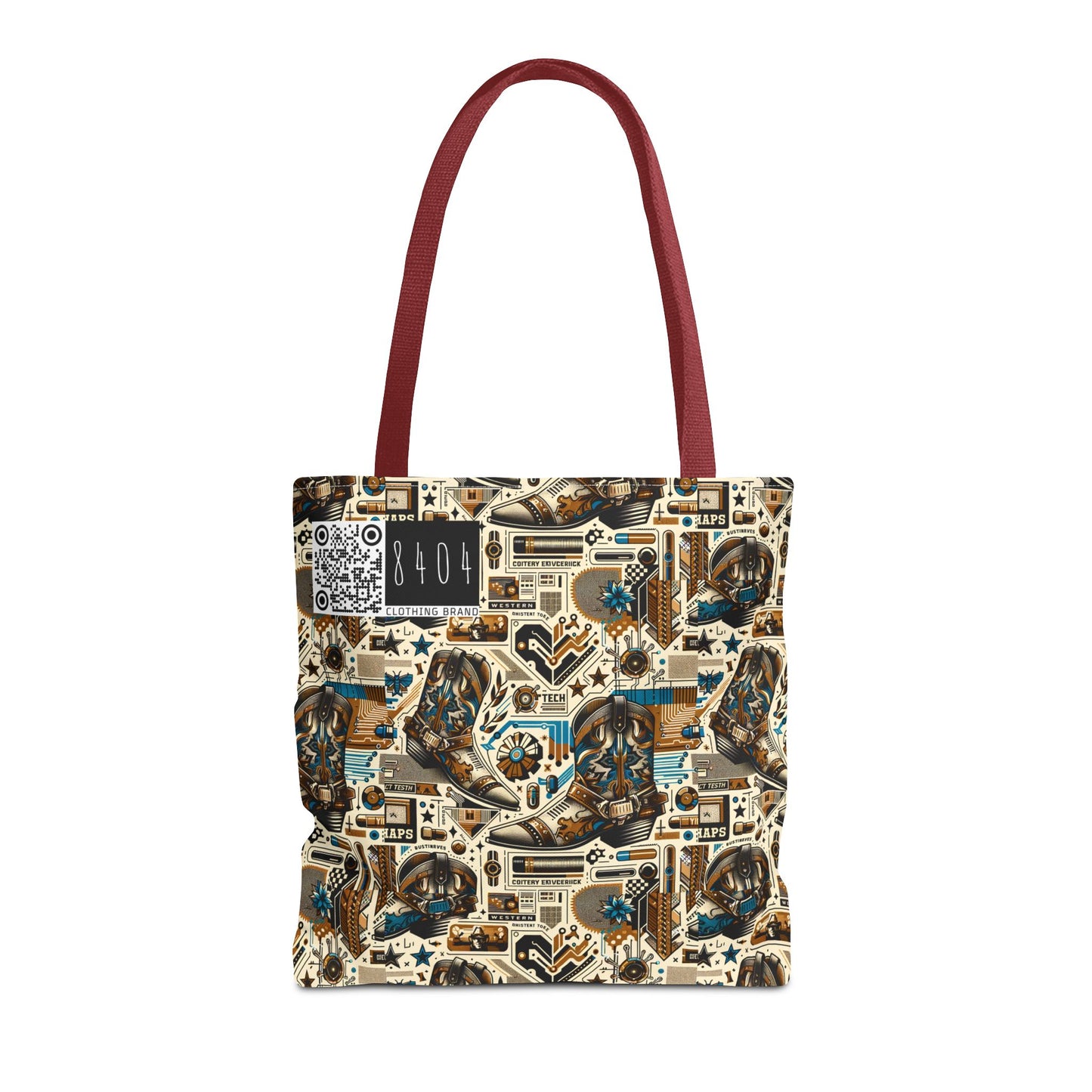 Digital Cowboy Chic Tech-Infused Western Fusion Tote Bag - 8404 Design-45