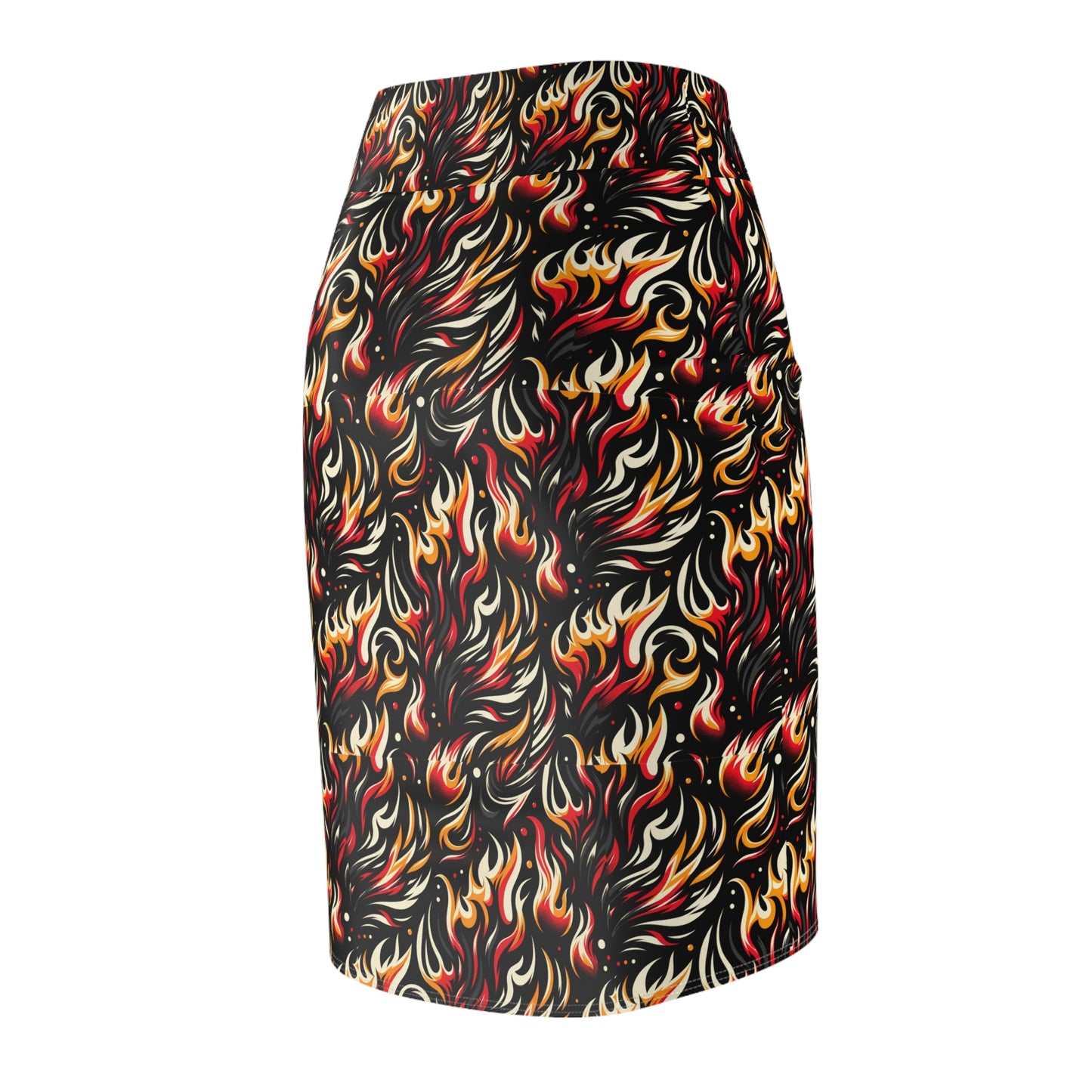 Fire & Flames Bold Streetwear Statement Women's Pencil Skirt - 8404 Design-60