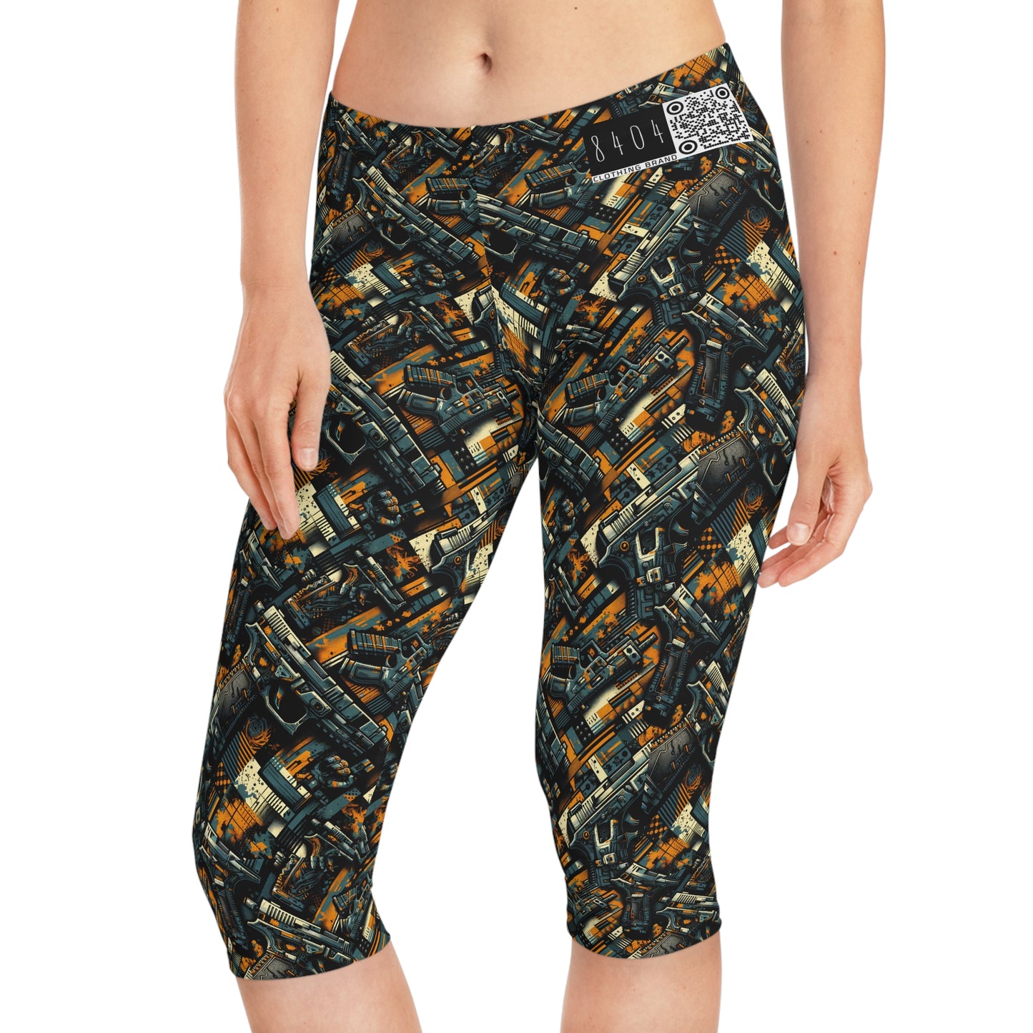 Digital Punk Futuristic Grunge Women's Capri Leggings - 8404 Design-47