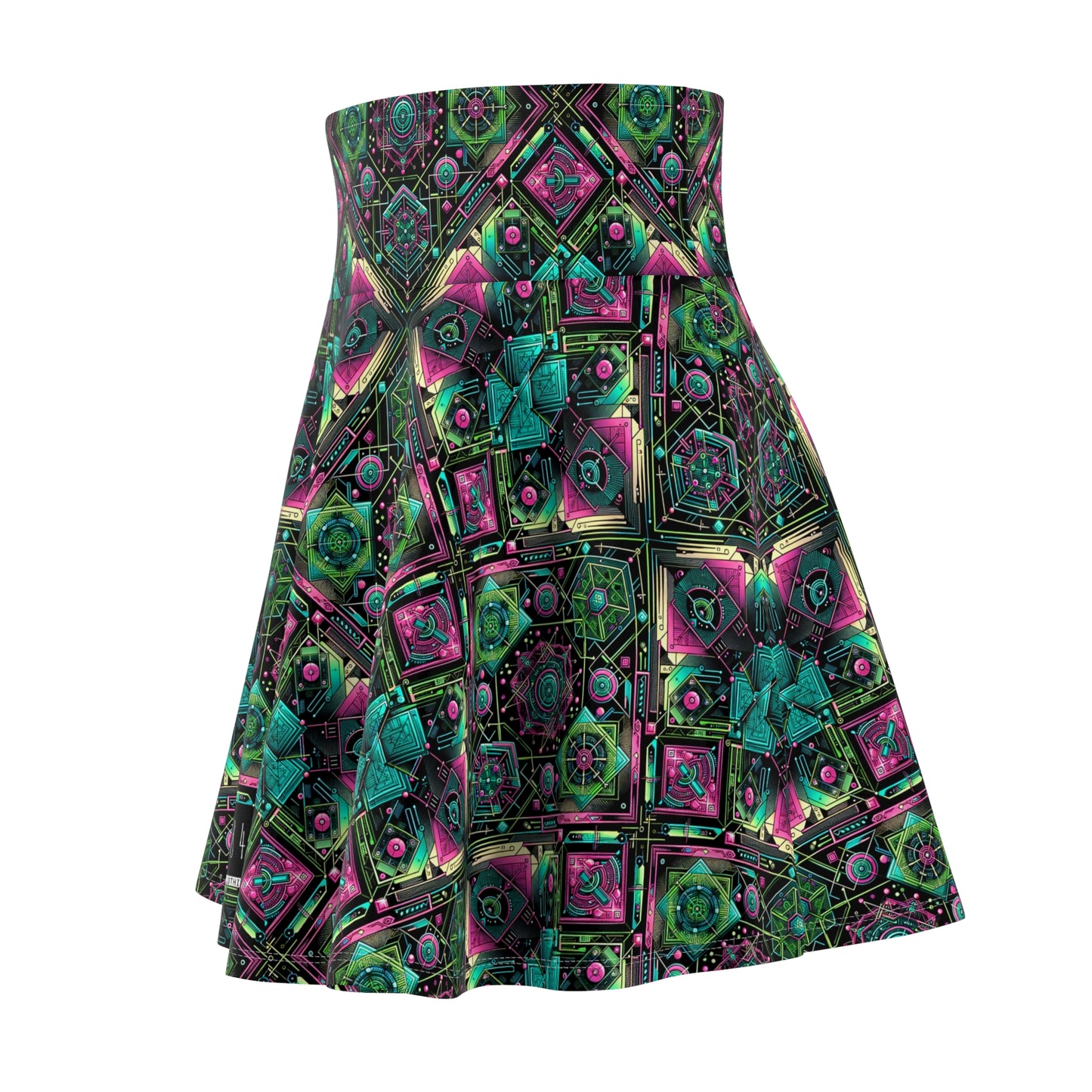 Tech-Infused Graphics Tech-Forward Streetwear Women's Skater Skirt - 8404 Design-45