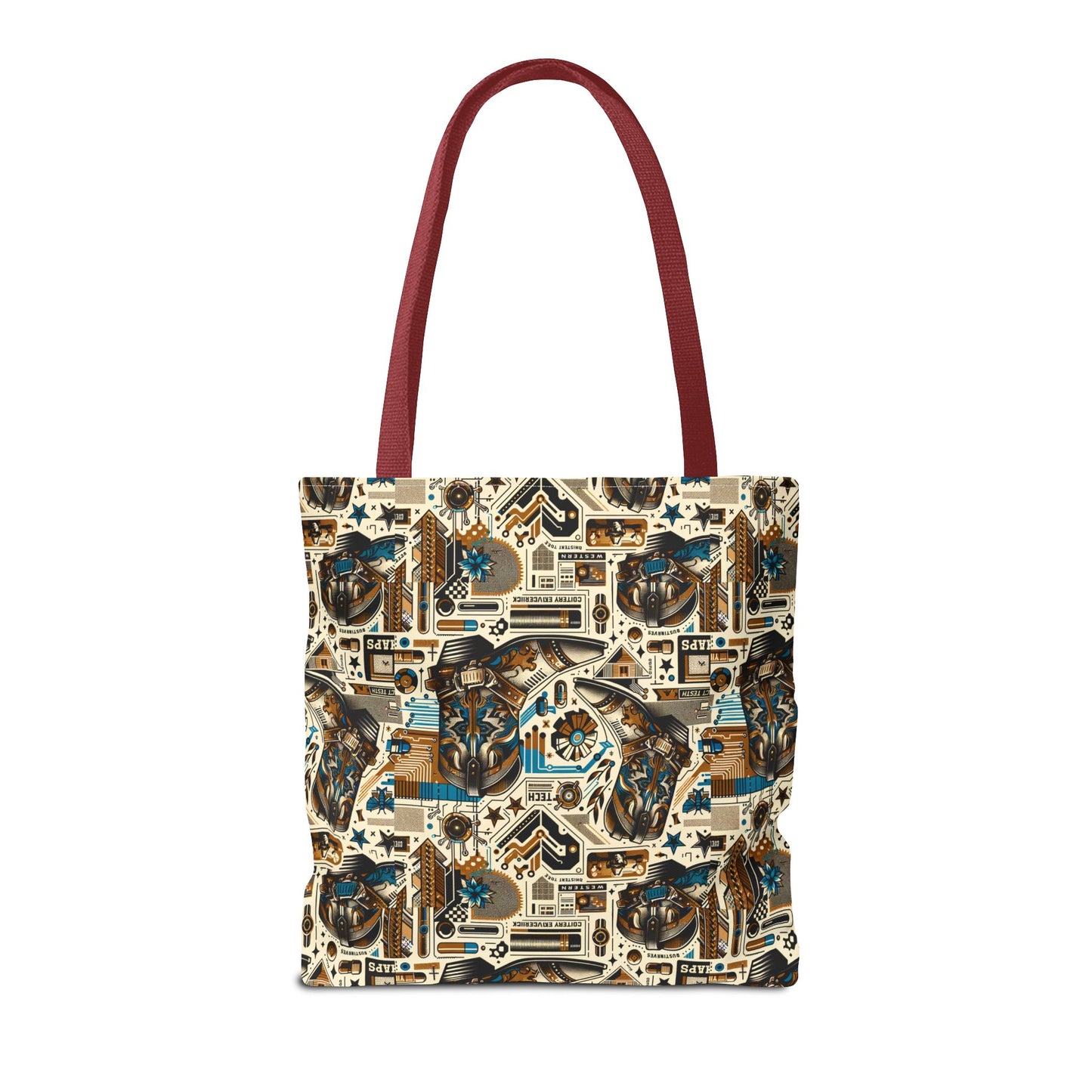 Digital Cowboy Chic Tech-Infused Western Fusion Tote Bag - 8404 Design-45