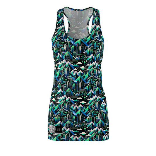 Digital Adventure Graphics Digital Explorer Women's Cut & Sew Racerback Dress - 8404 Design-55