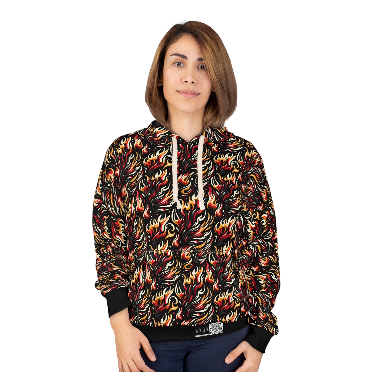 Fire & Flames Bold Streetwear Statement Pullover Hoodie - 8404 Design-60