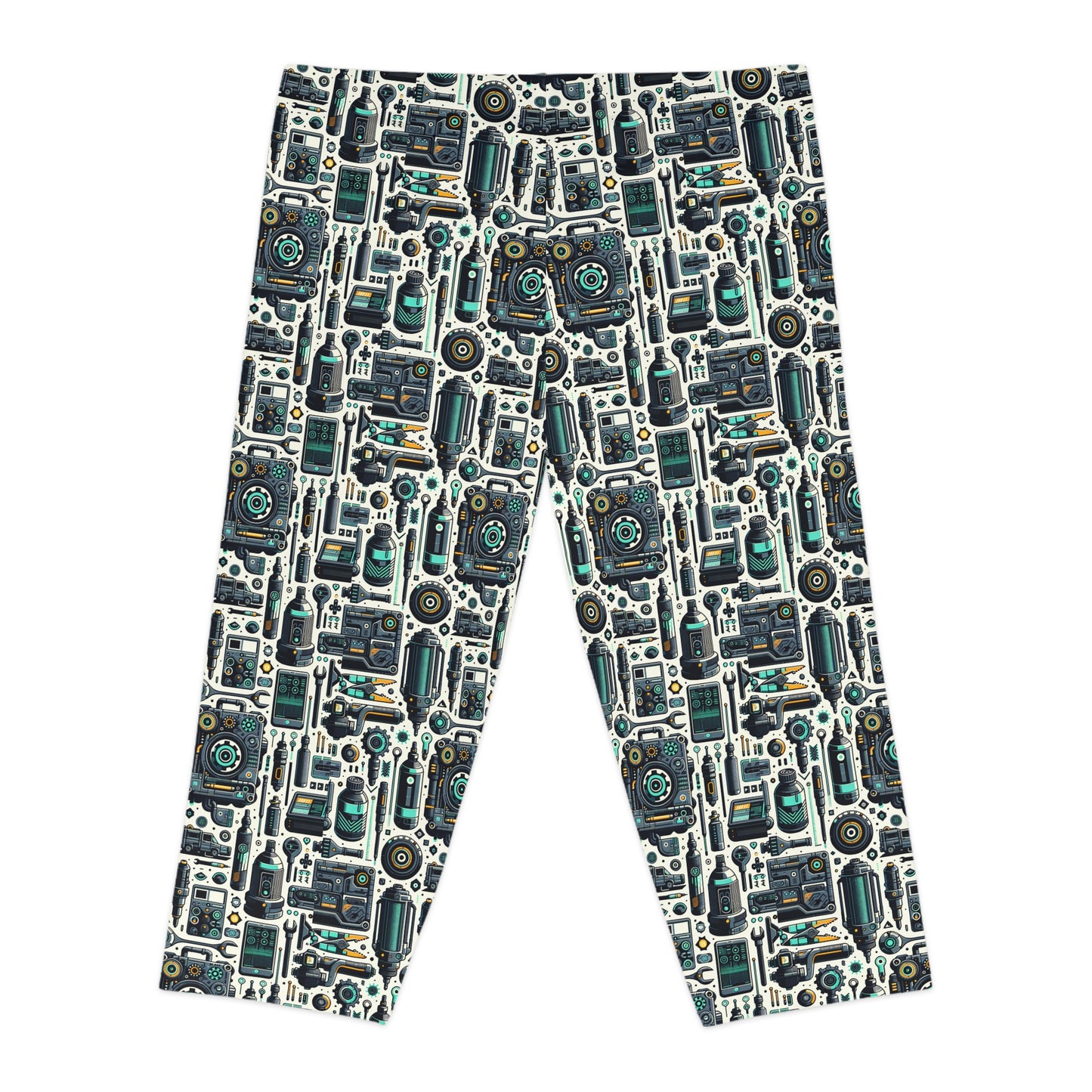 Tech Utility Fusion Modern Tech Streetwear Women's Capri Leggings - 8404 Design-53