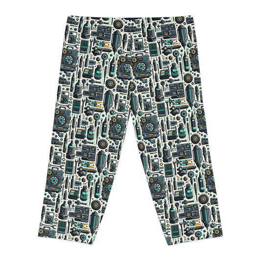 Tech Utility Fusion Modern Tech Streetwear Women's Capri Leggings - 8404 Design-53