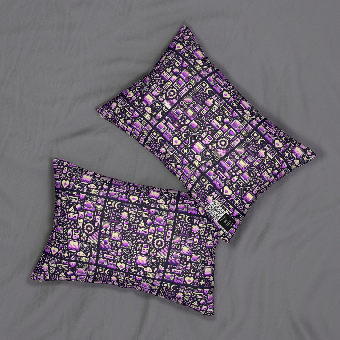 Digital Nostalgia Remix Modern Vintage Fusion Spun Polyester Lumbar Pillow - 8404 Design-54 B
