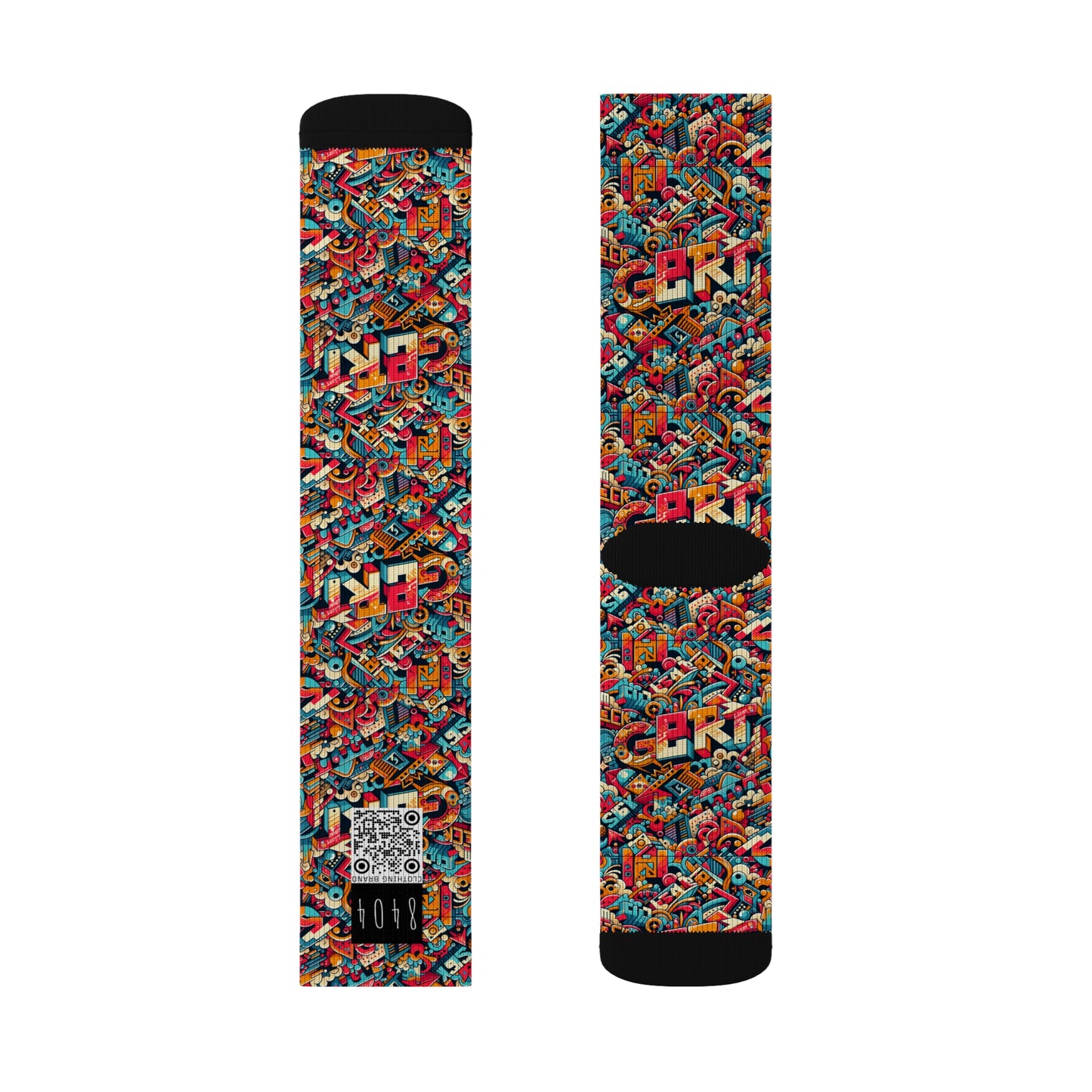 Neo-Traditional Street Art Modern Street Art Fusion Sublimation Socks - 8404 Design-58