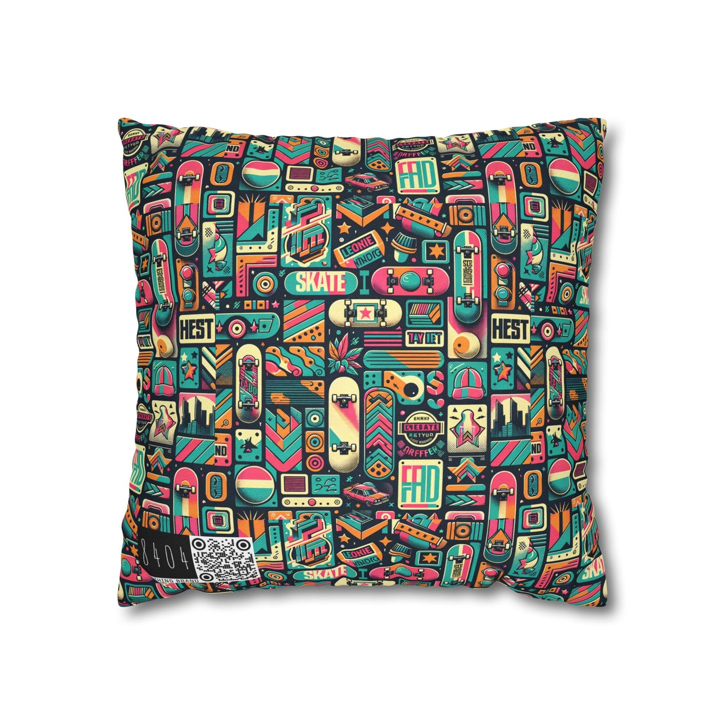 Skate Culture Revival Urban Retro Cool Spun Polyester Square Pillowcase - 8404 Design-61