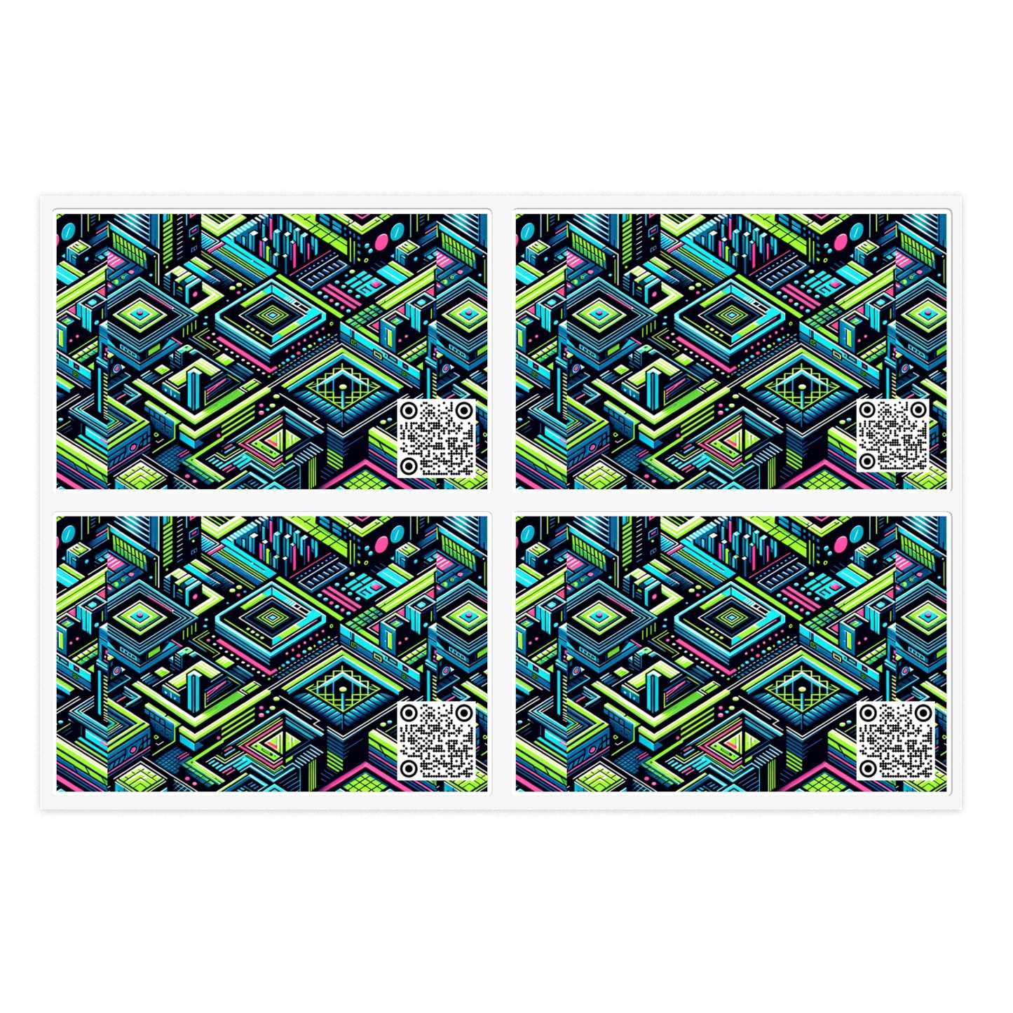 Tech Neon Fusion Tech-Forward Streetwear Sticker Sheets - 8404 Design-51