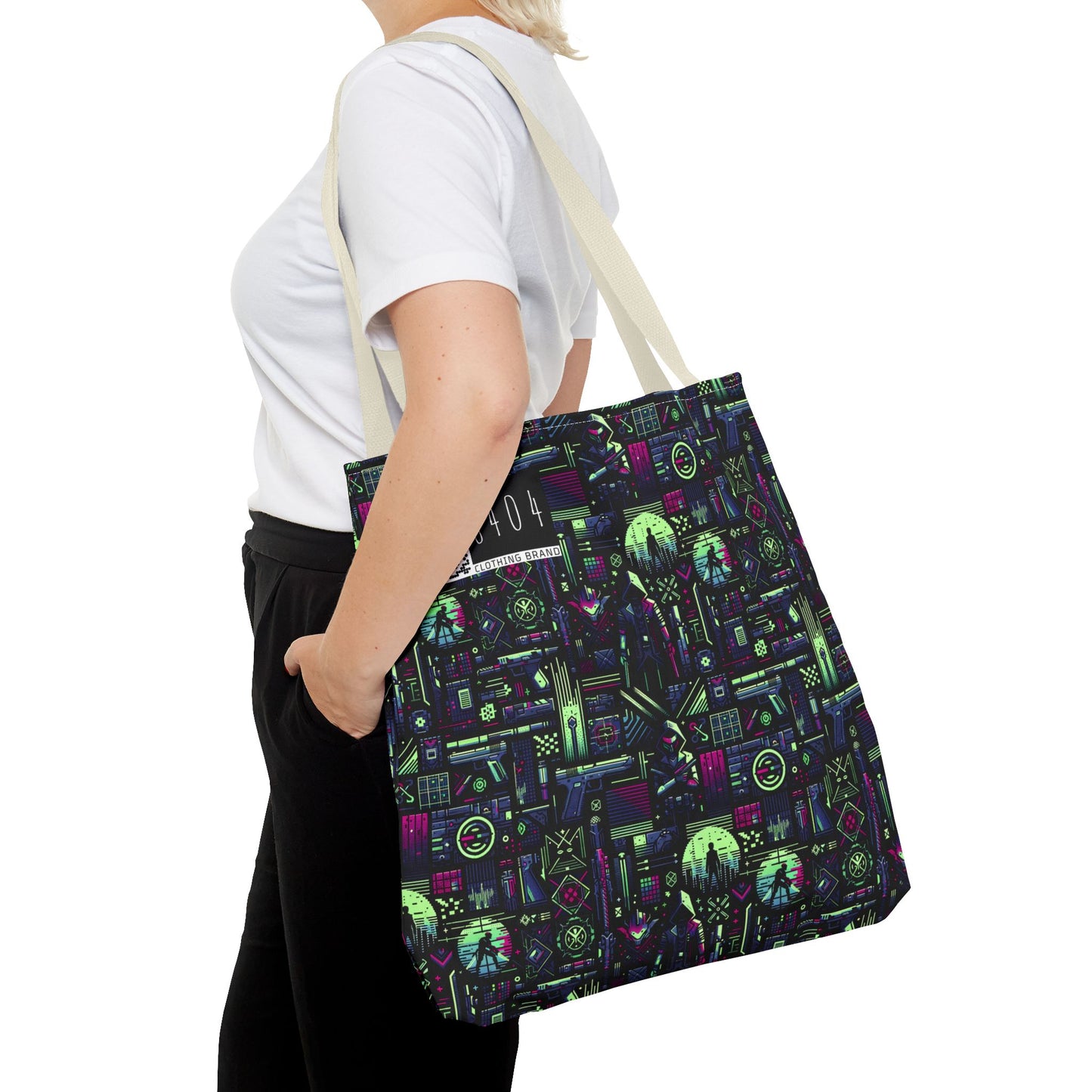 Tech Noir Futuristic Cyberpunk Tote Bag - 8404 Design-63