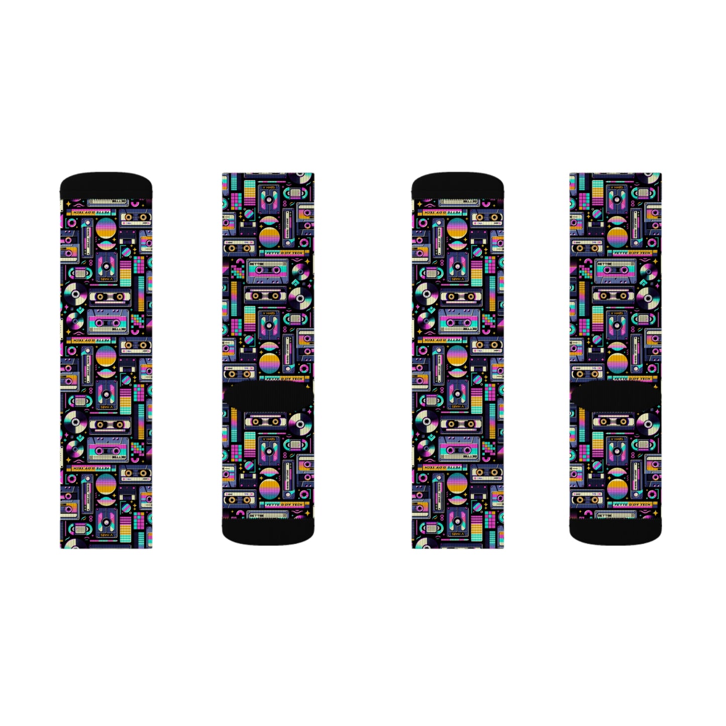 Digital Nostalgia Tech-Inspired Retro Fusion Sublimation Socks - 8404 Design-48