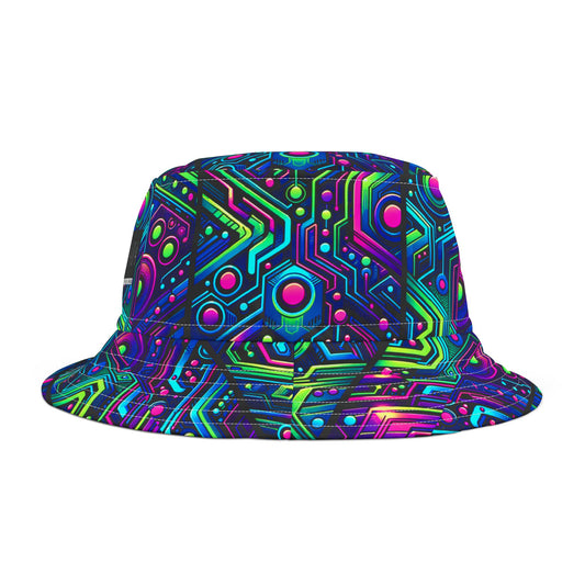 Tech-Infused Neon Tech-Forward Streetwear Bucket Hat - 8404 Design-44