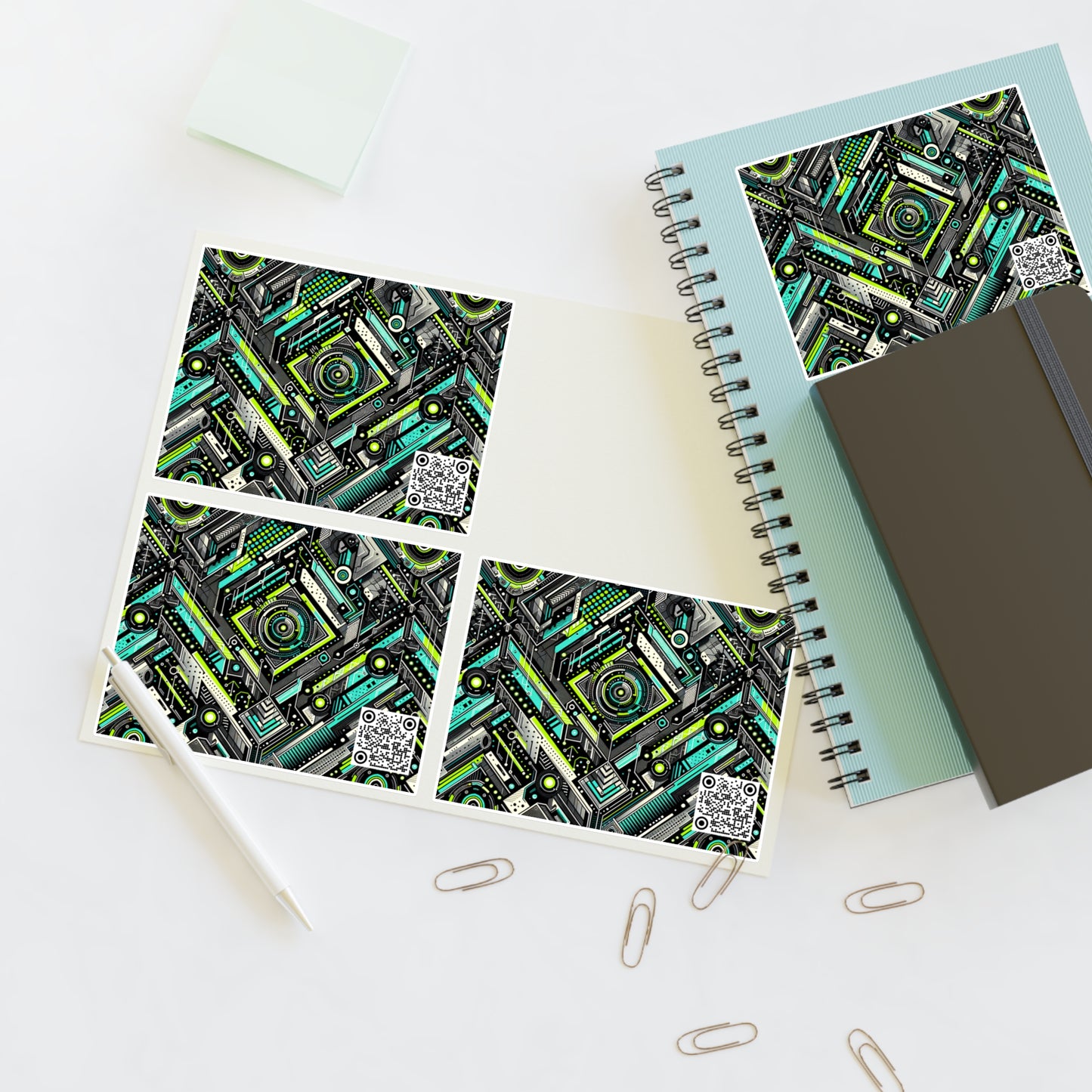 Tech-Infused Graphics Tech-Forward Streetwear Sticker Sheets - 8404 Design-53