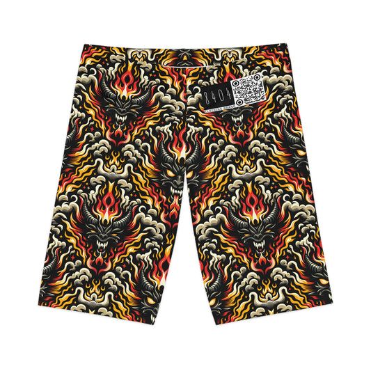 Flame Graphics Maximalist Streetwear Women's Bike Shorts - 8404 Design-59
