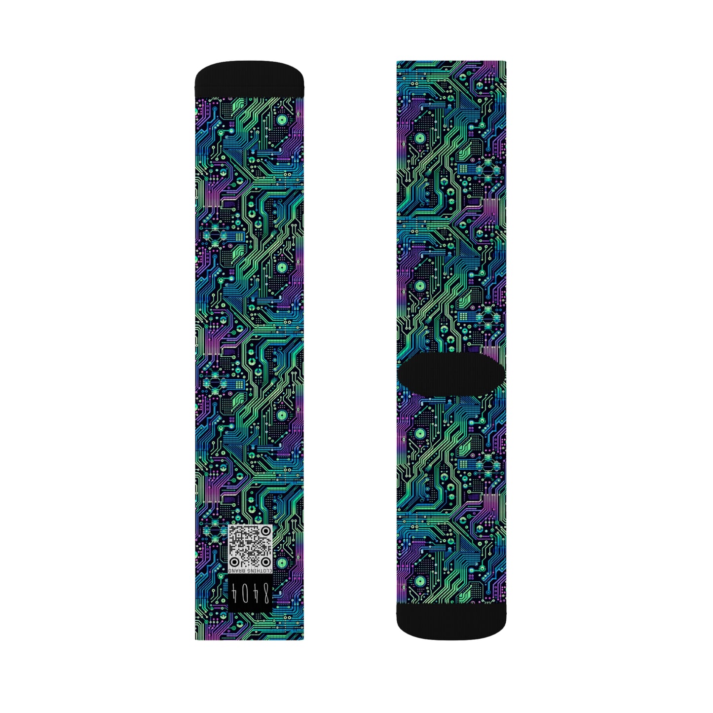 Tech-Infused Neon Tech-Forward Streetwear Sublimation Socks - 8404 Design-66