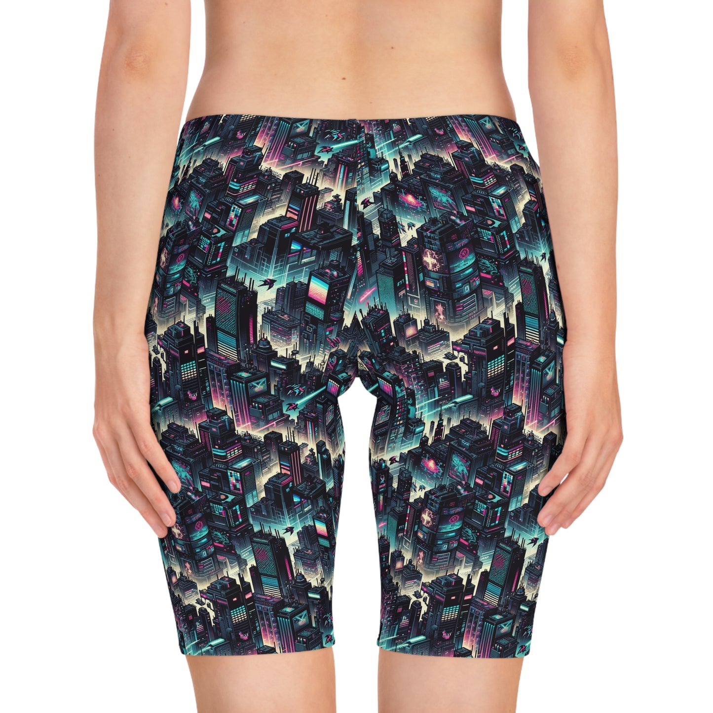 Digital Rebellion Tech-Inspired Streetwear Women's Bike Shorts - 8404 Design-51