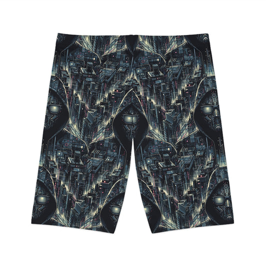 Tech Noir Aesthetics Sleek Tech Streetwear Women's Bike Shorts - 8404 Design-56