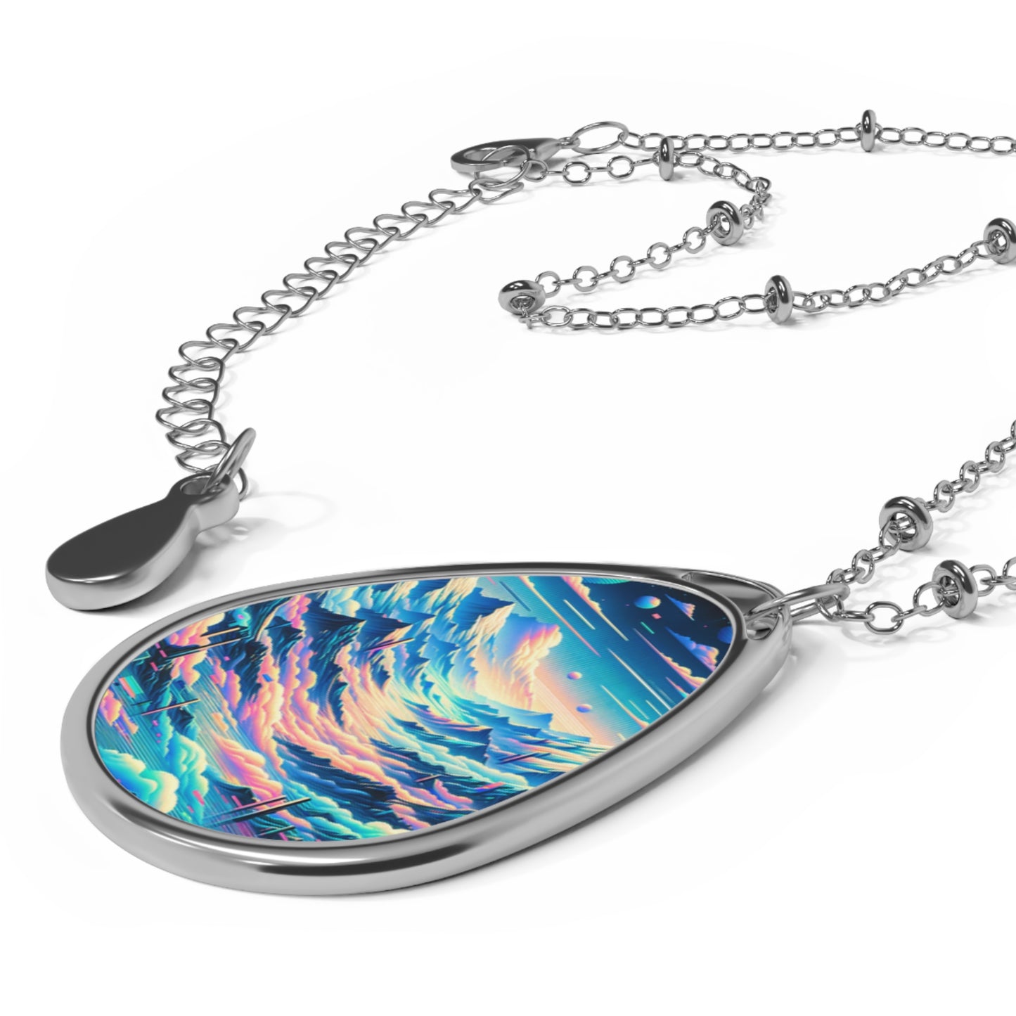 Digital Dreamscapes Digitally-Inspired Streetwear With a Dreamy, Surreal Twist Oval Necklace - 8404 Design-69