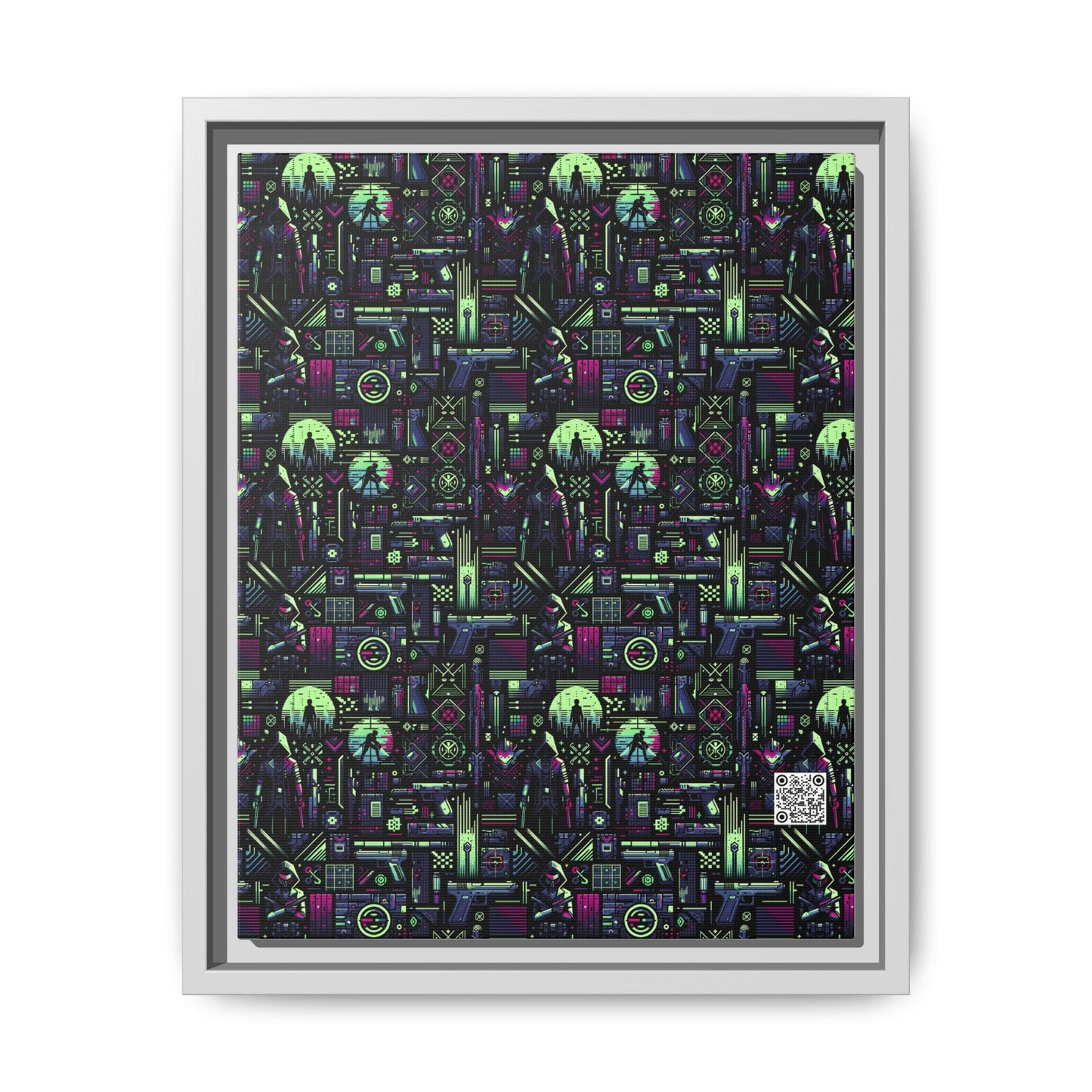 Tech Noir Futuristic Cyberpunk Matte Canvas, Framed (multi-Color) - 8404 Design-63 A