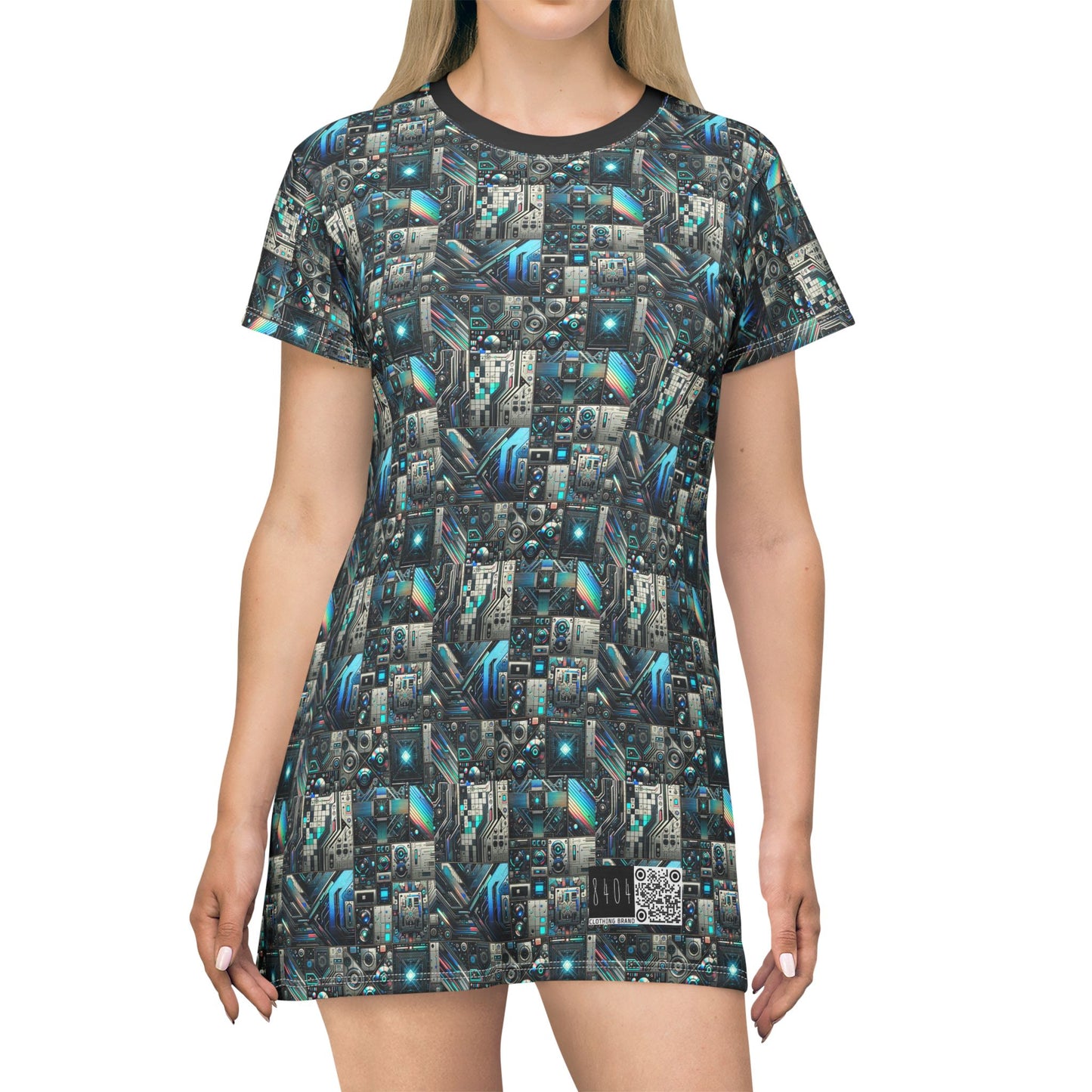 Tech-Infused Futurism Sleek Tech Edge T-Shirt Dress - 8404 Design-48