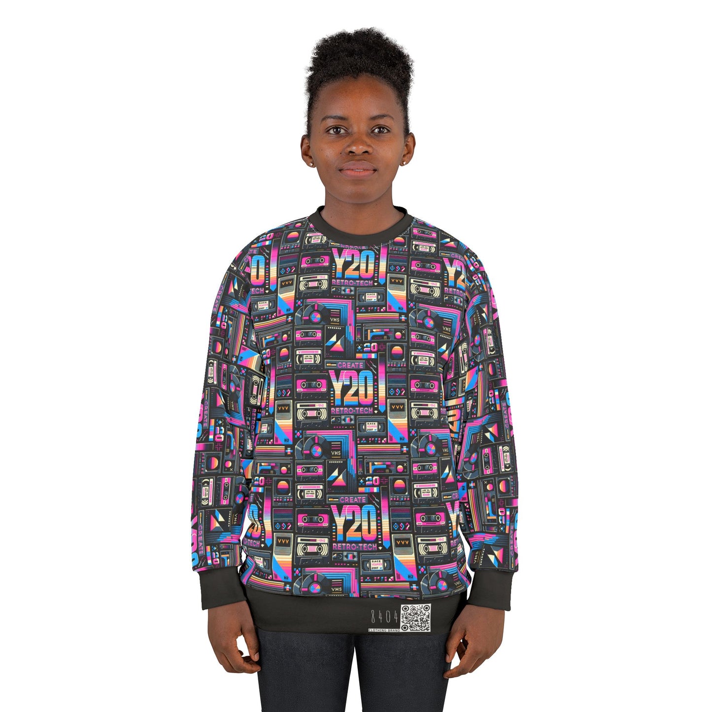 Digital Nostalgia Tech-Inspired Retro Fusion Sweatshirt - 8404 Design-65