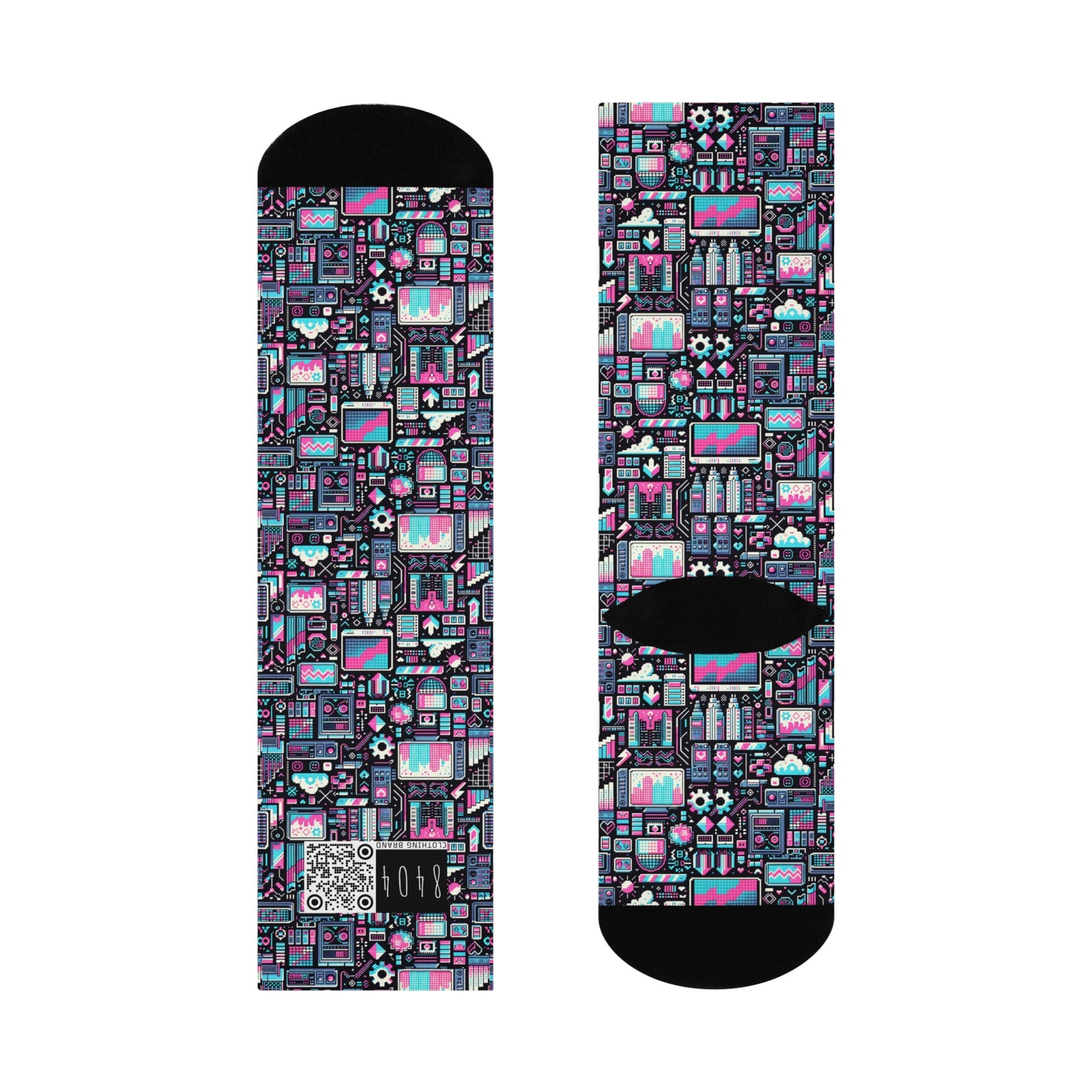 Digital Rebellion Youthful Streetwear with a Rebellious Digital Twist Cushioned Crew Socks - 8404 Design-71