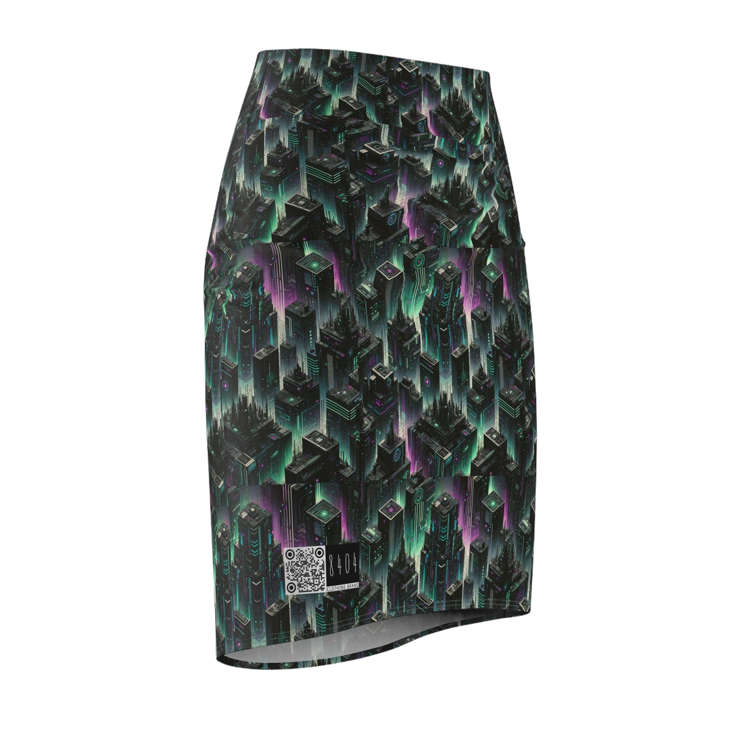 Tech Noir Aesthetics Tech-Forward Urban Dystopia Women's Pencil Skirt - 8404 Design-44
