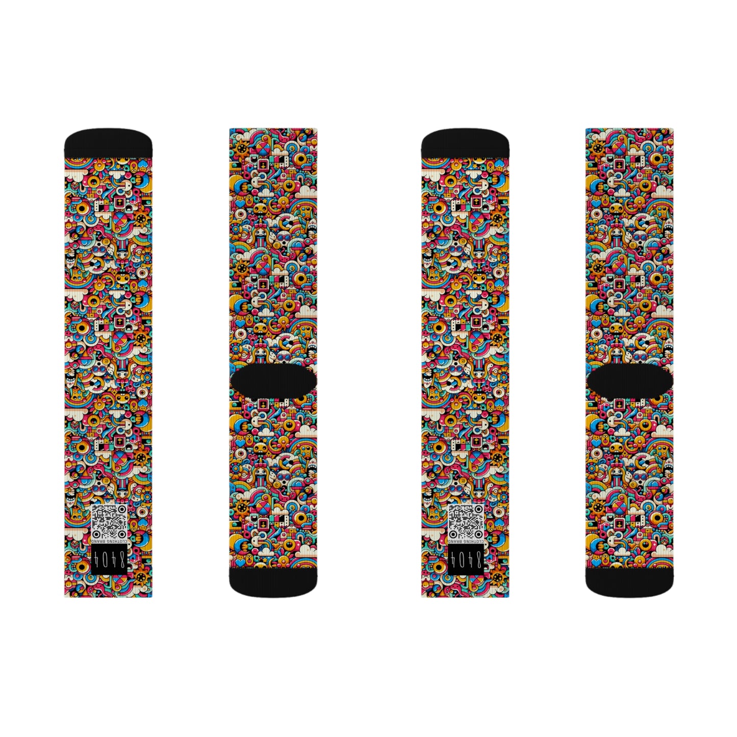Neon Pop Playful Pop Culture Mashup Sublimation Socks - 8404 Design-62