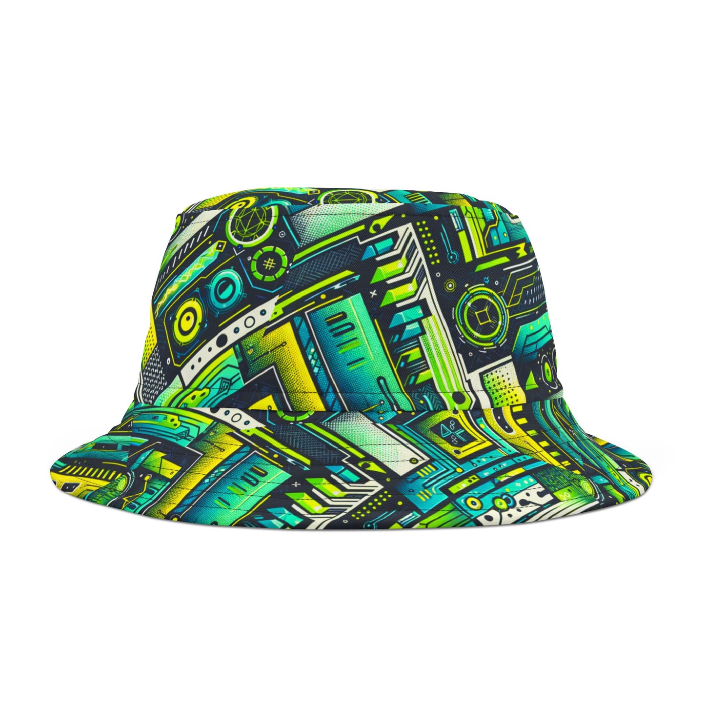 Tech-Infused Neon Tech-Forward Streetwear Bucket Hat - 8404 Design-52