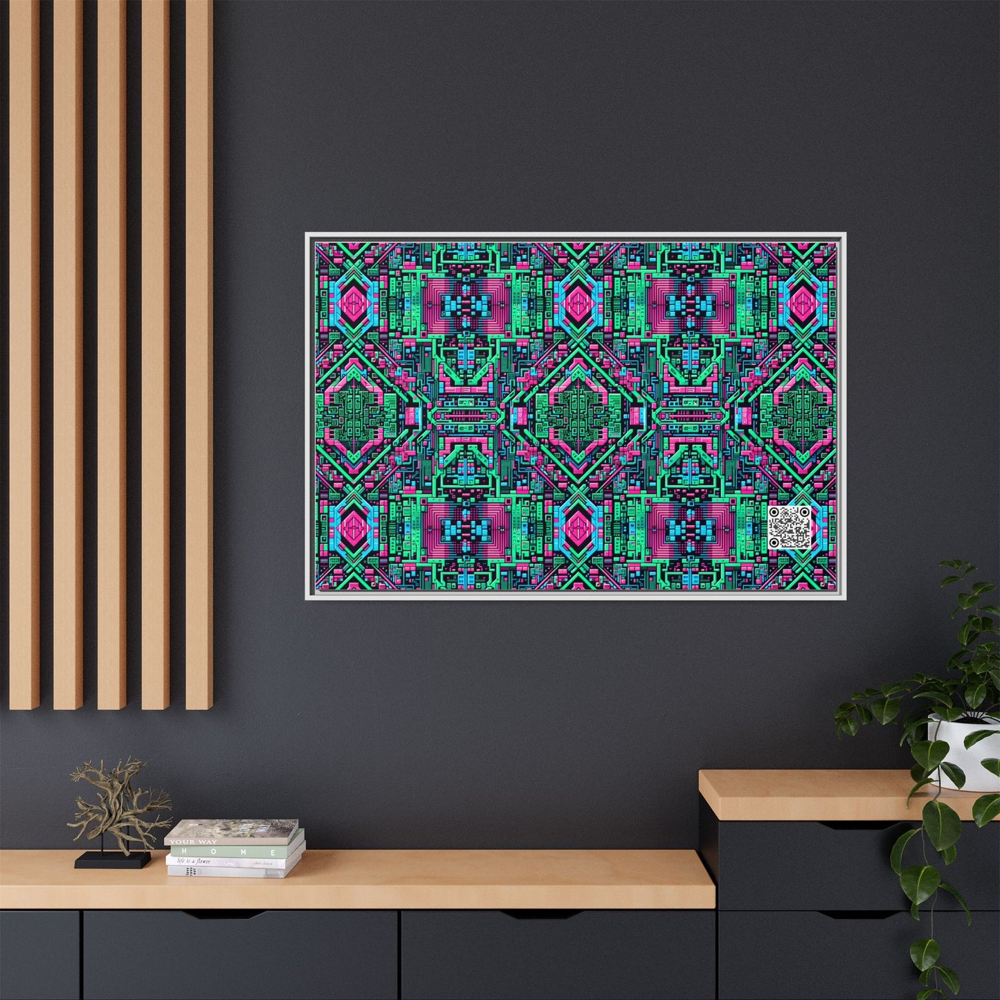 Digital Glitch Vibes Tech-Inspired Streetwear Matte Canvas, Framed (multi-Color) - 8404 Design-71 A