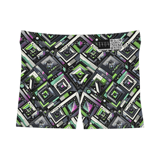 Retro Futurism Graphics Tech-Forward Streetwear Women's Shorts - 8404 Design-48