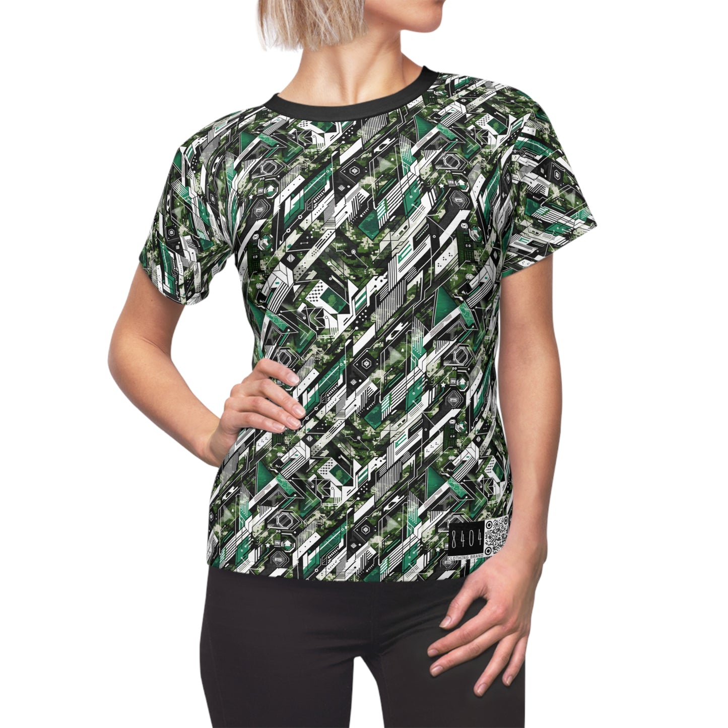 Tech Camo Fusion Tech-Forward Streetwear With a Futuristic Edge Women's Cut & Sew Tee - 8404 Design-63