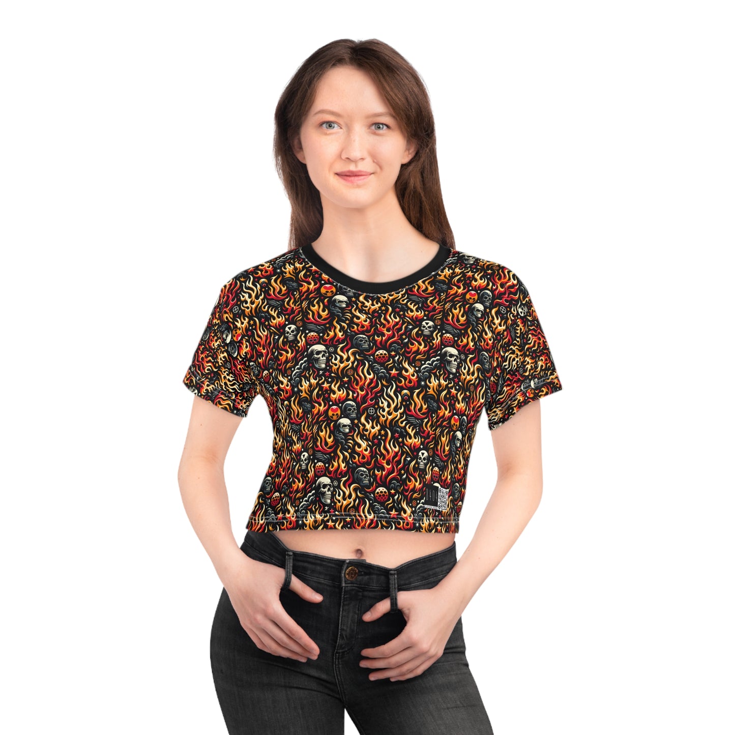 Flame Graphics Maximalist Streetwear Crop Tee - 8404 Design-76