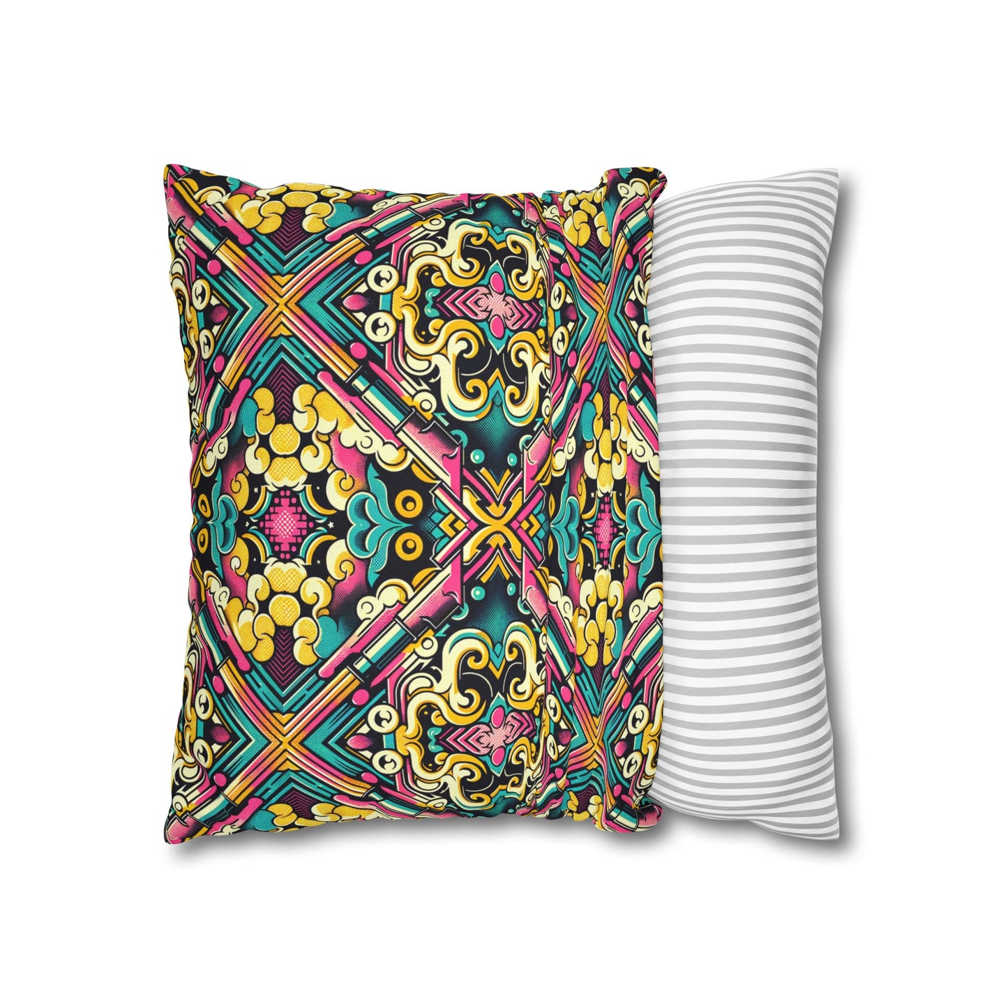 Neon Pop Art Revival Pop Culture Retro Spun Polyester Square Pillowcase - 8404 Design-59
