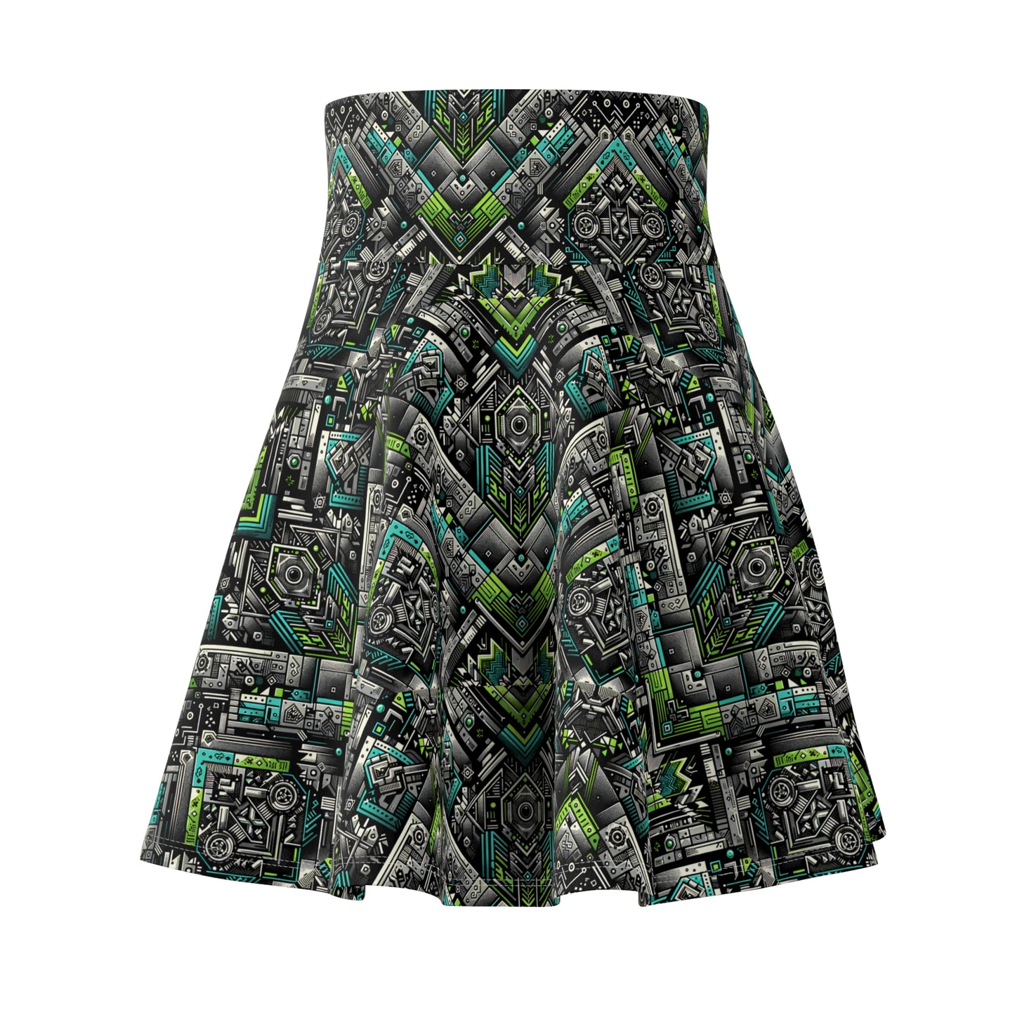 Tech-Infused Graphics Tech-Forward Streetwear Women's Skater Skirt - 8404 Design-48