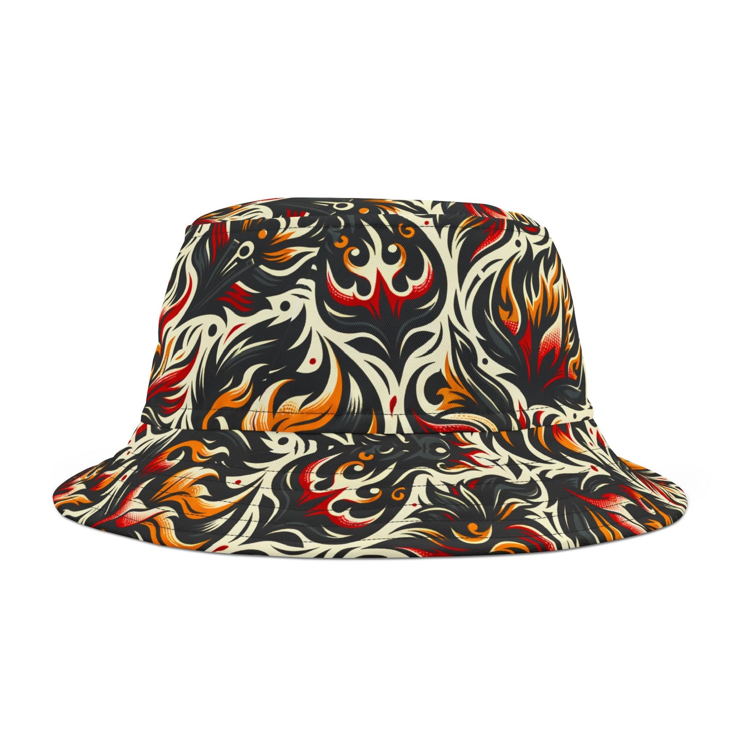 Fire & Flames Bold Streetwear Statement Bucket Hat - 8404 Design-57